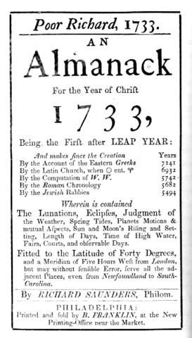 Poor Richard's Almanac published