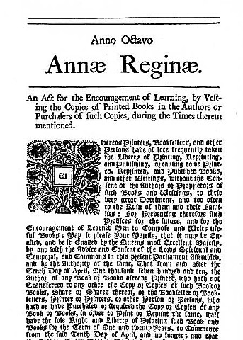 El estatuto de la reina Ana