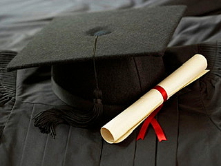 receiving master degree diploma