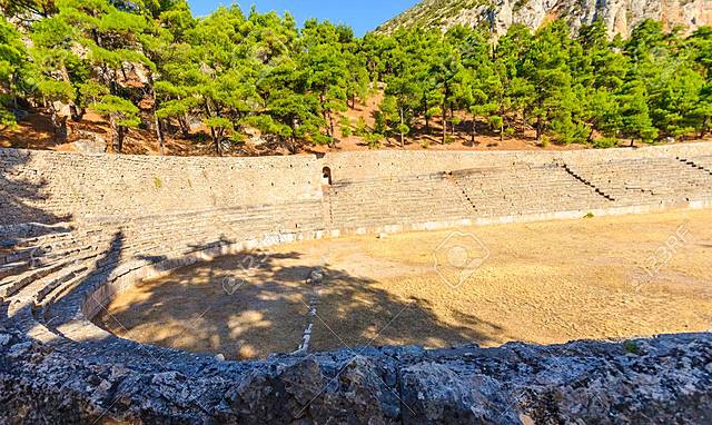 Hipódromo de la antigua ciudad de Delphi.