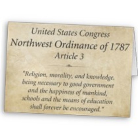 The Northwest Ordinance adopted by the continental congress