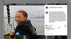 Thunberg posted a photo of her first strike day