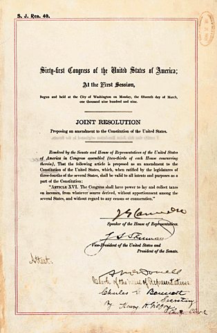 Passage of the 16th Amendment