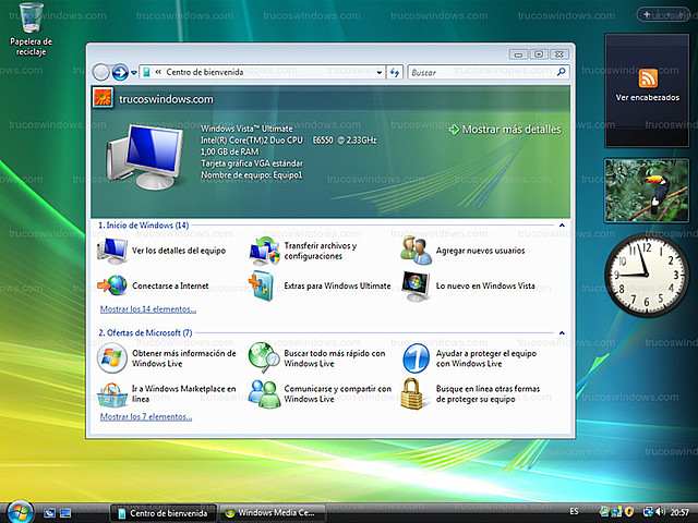 Versión Microsoft Windows vista