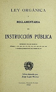 El comienzo de la Ley orgánica de instrucción pública