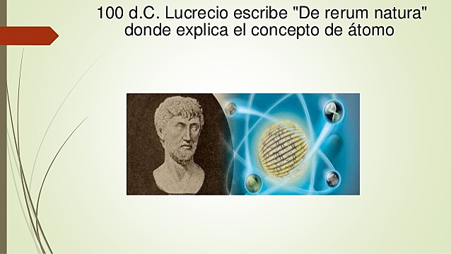 Lucrecio  escribe de "rerum natura" donde explica el concepto del atomo