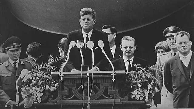 John F. Kennedy speaks at the Wall