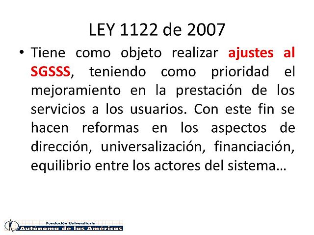 Ley 1122 del 2007