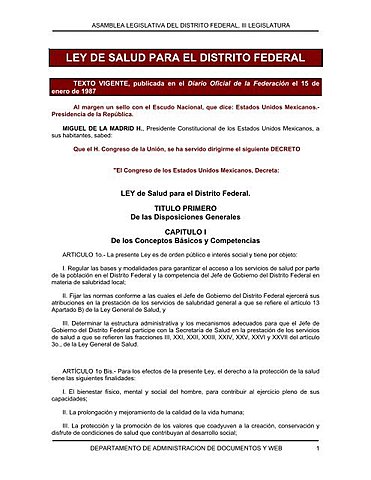 LEY DE SALUD PARA EL DISTRITO FEDERAL