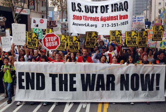 Massive anti-war demonstrations held in the U.S.