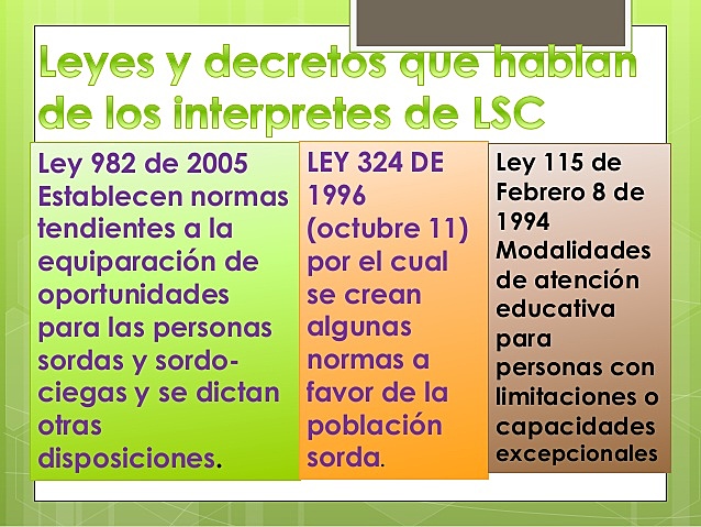 1996 Ley 324 de 1996 a favor de la población sorda