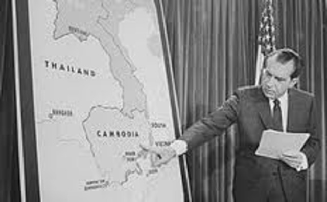 President Nixon stuns americans by announcing a U.S and South Vietnamese incursion into Cambodia