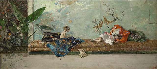 Los hijos del pintor en el salón japonés, Fortuny.