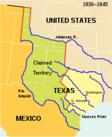 Texas is given to the US by Mexico