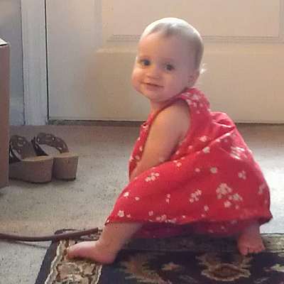 Her actual first steps.