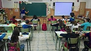 Pissarra de guix i digital/projector dins l'aula