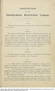 Immigration league organized.