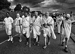 Gandhi begins peaceful protesting