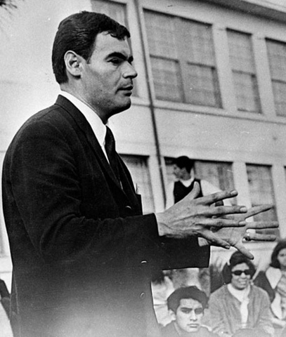 Sal Castro joins the Chicano Youth Leadership Conferences-- helping assemble La Piranya Cafe as their headquarters