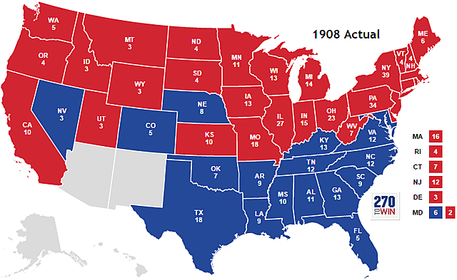 Taft wins 1908 Election
