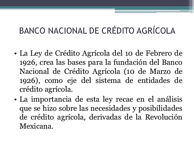 Ley de Crédito Agrícola.