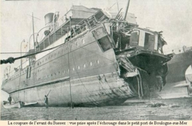 French passenger ship Sussex is sunk