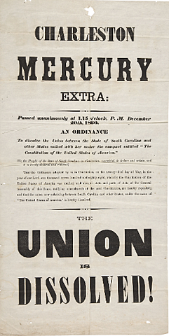 South Carolina Secedes from the Union