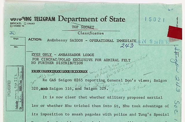 Cable 243 Sent to Ambassador Lodge