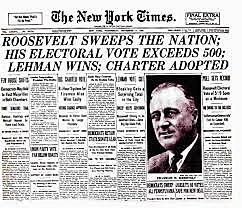 Roosevelt Wins First Full Term As President