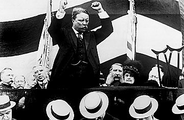 Theodore Roosevelt Runs for Presidency, Unsuccessfully for Bull-Moose Party