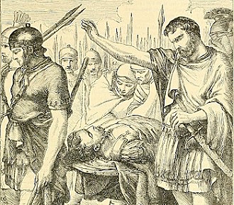 Antony pays respect to Brutus