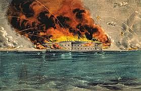 Confederate Troops Fire at Fort Sumter, South Carolina