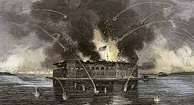 Confederate Troops Fire at Fort Sumter, South Carolina