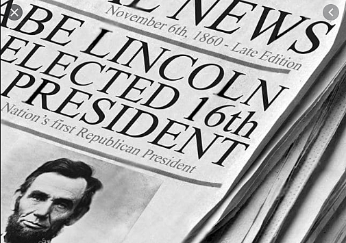 Abraham Lincoln is elected as a Republican President