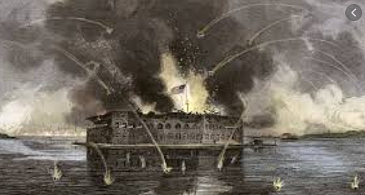 Confederate Troops Fire at Fort Sumter, South Carolina