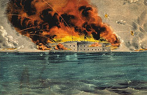 Confederate Troops Fire at Fort Sumter, South Carolina