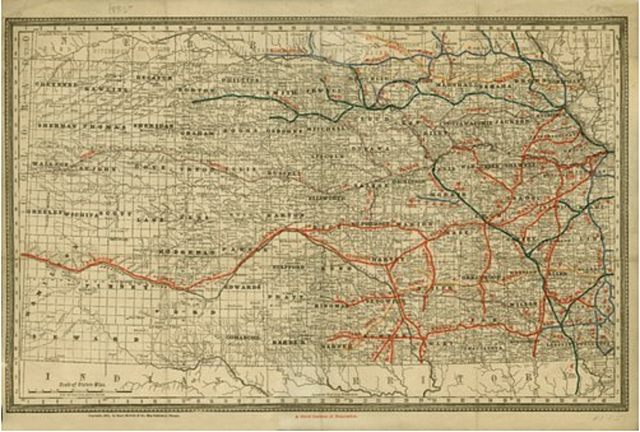 Ambrose's first job as an assistant and division engineer on the Osage Valley and Southern Kansas Railroad