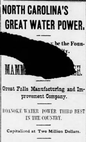 Ambrose Lehman worked as a consulting engineer for the North Carolina Great Falls Water Company