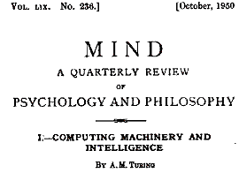 Computing Machinery and Intelligence
