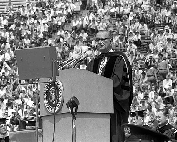 President LB Johnson delivers "Great Society" speech