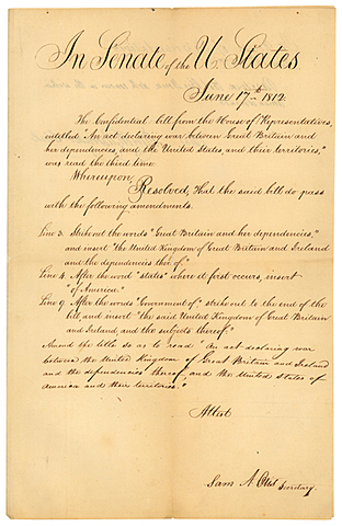 Declaration of War with Great Britain, 1812