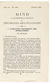 COMPUTING MACHINERY AND INTELLIGENCE