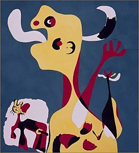 Femme et chien devant la lune (Mujer y perro delante de la luna)- Joan Miró