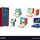 Personal computers evolution cartoon set vector 23961057