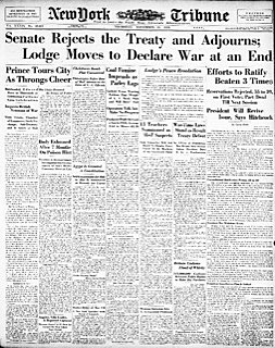 U.S. Senate rejects Treaty of Versailles