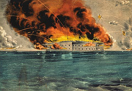 Confederate Troops Fire at Fort Sumter, South Carolina