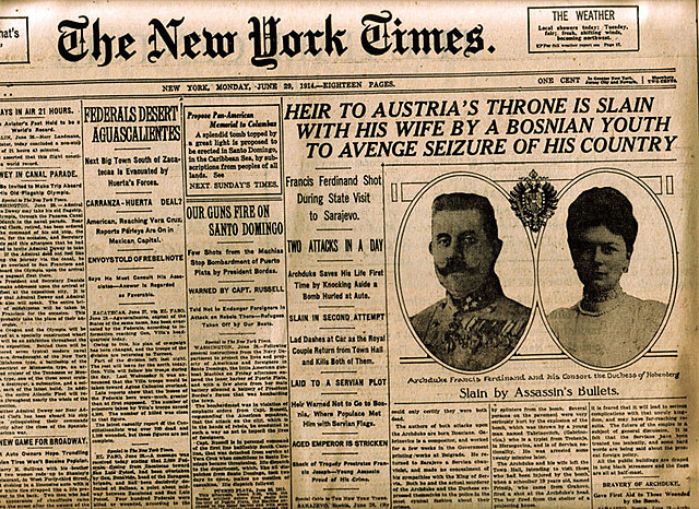 Archduke Franz Ferdinand of Austria and his wife were killed
