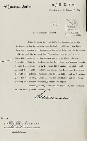 Admisión Alemania en la Socieda de Naciones