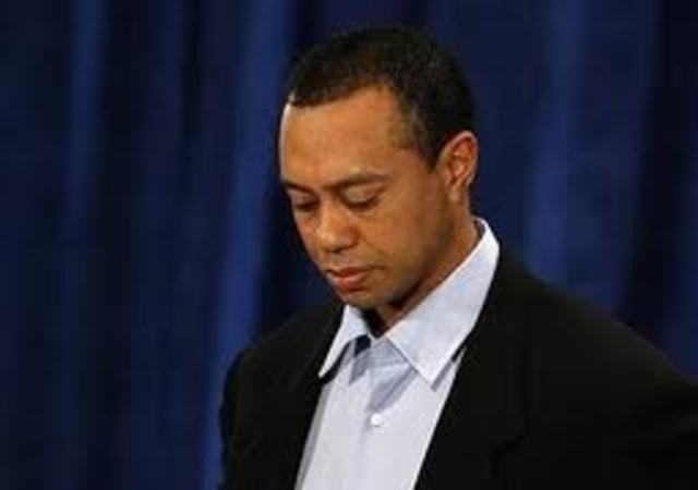 Rumors of Tiger having an extramarital affair being spread, and he was guilty, women came forward about sexual relations, and he eventually apologized during press conference.
