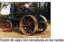 Tractor de vapor con nervaduras en las ruedas